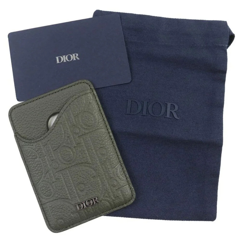 Christian Dior 2 flg Saddle Logo Magnet Gravity Leather Card Holder Card Case